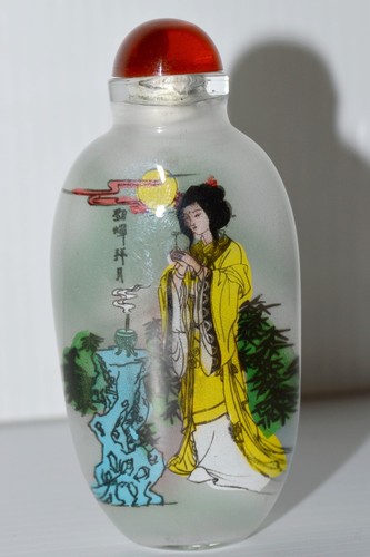 Ancienne tabatiere decor femme - tabatiere,