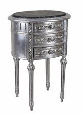 Commode Baroque Argent Table De Nuit Plateau En Marbre Antiques