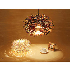 Lampe Suspension Lanterne En Rotin, Lustre Style Japonais Rétro E27 Luminaire