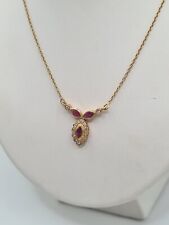 Collier or jaune 18 carats diamants 0.30 cts Rubis 0.50 cts 3.85 gr