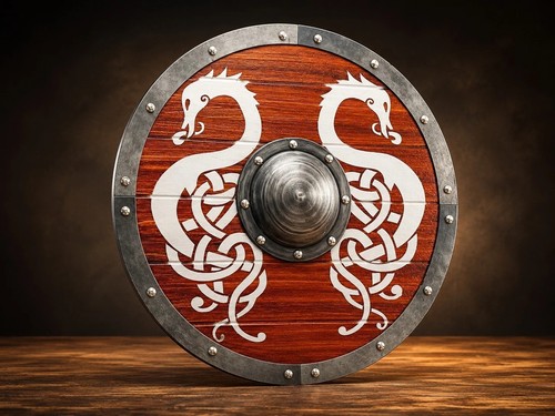 Bouclier rond dragon nordique