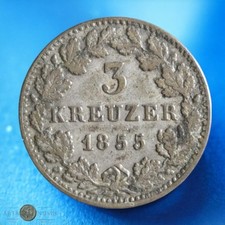 ALLEMAGNE - Bavière - 3 Kreuzer 1855 AKS.85