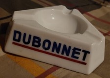 ANCIEN CENDRIER EN CERAMIQUE DUBONNET BLANC 12CM