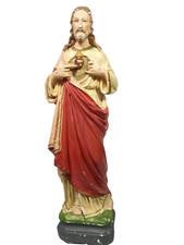 Ancien Sacré cœur Jésus plâtre Christ sculpture chrétien catholique