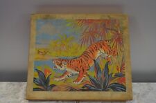 ANCIEN JEU DE CUBE EN BOIS COMPLET 30 PIECES AVEC IMAGE D ANIMAUX LION CHAMEAU 