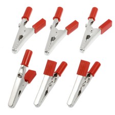 6pcs pinces crocodile 2.2" isotherme pour câble de charge avec revêtement rouge