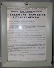 ANCIENNE AFFICHE 1963 REGLEMENT SANITAIRE SEPARTEMENTAL BAR BISTROT RESTAURANT