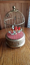 boite à musique automate cage à 2 oiseaux or doré 