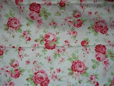 GRAND COUPON TISSU CATH KIDSTON IKEA ROSES SUR FOND BLANC NEUF 6m SHABBY CHIC