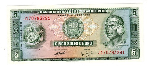 Perou peru billet soles - peru, 5