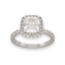 Solitaire Diamant taille Coussin de 1,80 Cts H-SI1 (GIA) en or 14 k. Taille 50.