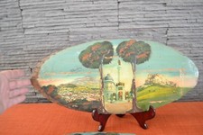 Longue tranche de bois lithographiée et peinte CHAMBERY (Début XXe)