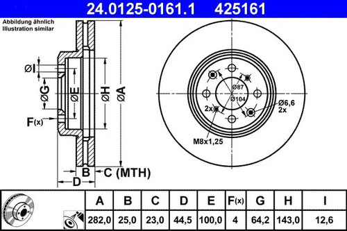Disque frein ventilé - 2x,
