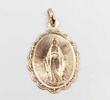 Médaille religieuse victorienne or rose 18k Vierge Marie (circa 1890)
