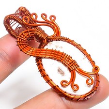 Pendentif en cuivre pierre précieuse cheval sauvage, bijoux anciens 2,2"