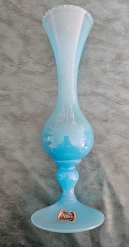 Vase verre opalin bleu - vase,
