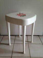 Tabouret carré vintage blanc - carré,