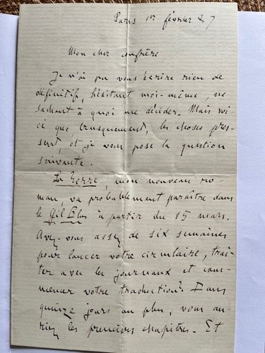 Emile zola lettre - emile,