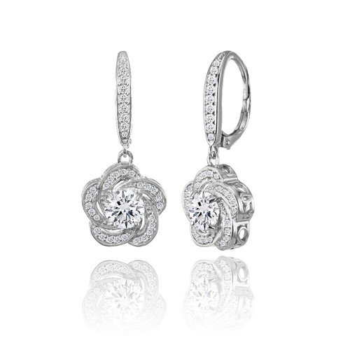 Argent sterling zircone fleur - sterling,
