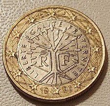 Pièce 1 euro France 1999 arbre de vie BU ERREUR 