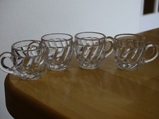 BACCARAT 4 ANCIENS PETITS VERRES A LIQUEUR EN CRISTAL MOULER BAMBOU 19 EME