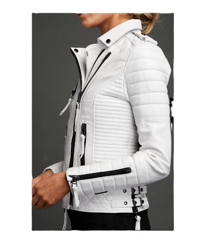 Blouson moto motard - , blanc