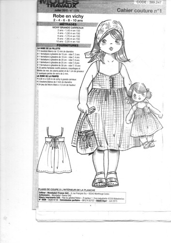 Patron enfant fille robe vichy - enfant,
