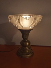 LAMPE ART DECO BRONZE et COUPELLE SIGNEE EZAN Pressée moulee