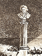 Gravure XXème vue romantique