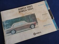 notice d'utilisation & d'entretien simca 1301 / 1501  1976