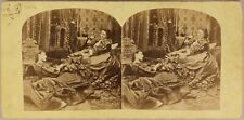Scène Intérieur Artistique Robe c1865 Photo Stereo Vintage Albumine 