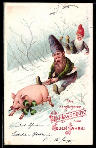Carte postale nain laisse - carte,