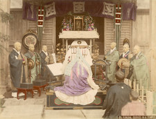 Japon, Funeral service in a Temple  Vintage albumen print, Japan Tirage al