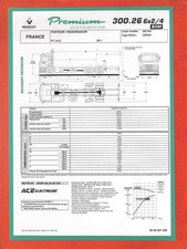 RENAULT PREMIUM / 300 . 26 BOM 6X2-4 / PORTEUR REMORQUEUR / FICHE de 1996