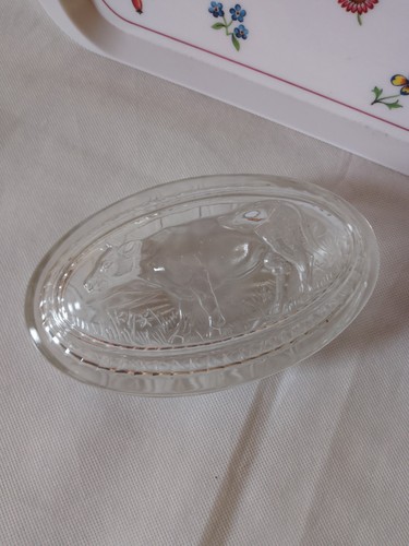 Ancien beurrier verre ovale - ancien, en