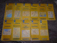 LOT DE 11 GRANDES CARTES REGIONALES DE FRANCE MICHELIN Nord Normandie Alsace