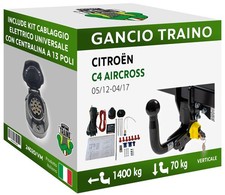 Attelage Démontable Verticale Citroën C4 AIRCROSS Tout terrain 2-4X4 12-17 13p
