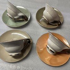 4 tasses à café thé porcelaine craquelées  1960