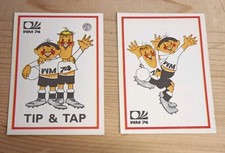 2 VIGNETTES STICKERS PANINI WORLD CUP MÜNCHEN 74 MASCOTTE TIP TAP 