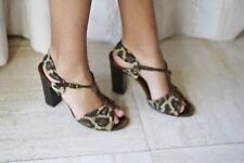 sandales talons hauts (9,5 cm) dessus tissu panthère MICHEL VIVIEN - 37 - BE