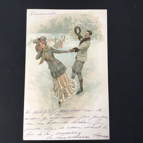 Cpa ancienne patineurs patins - patineurs,