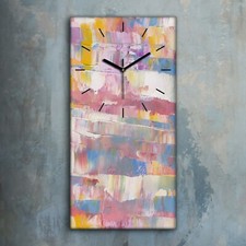 Horloge décorative sur toile 30x60 Peinture Abstrait Huile Tableau Art Cuisine