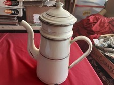 CAFETIERE EMAILLEE  CREME ET FILETS DORES