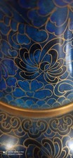 Vase Cloisonné Bleu Nuit et Or - Décor Floral Chinois Ancien (XXe)
