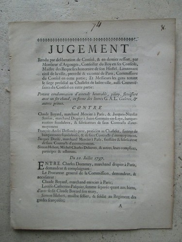 Jugement pilori galères - au, pilori,
