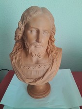 TRÈS BELLE SCULPTURE DU BUSTE DU CHRIST, TERRE CUITE A Voir 