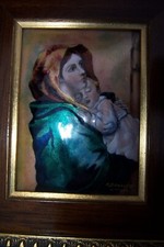 Emaux sur Cuivre Limoges P. Bonnet  Vierge à L'Enfant
