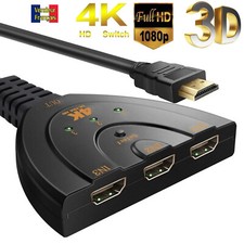 Switch HDMI 4K 3 Ports - 3 Entrées, 1 Sortie - Commutateur HDMI - Splitter - Hub