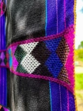 Rebozo Mexicain Noir Tissé