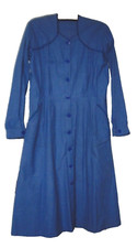 Robe femme VINTAGE  manches longues unie bleue années 40/50  N°104